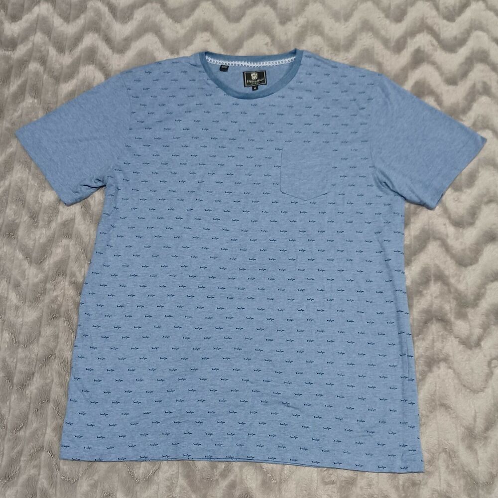 Steel And Jelly Mens Size XL  Blue Short Sleeve Shark Print T Shirt